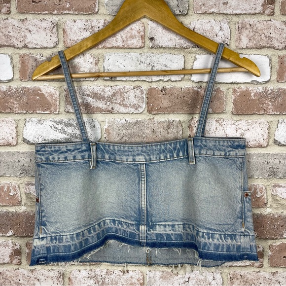 Zara Denim Shirt Crop Top Women’s Size Medium NEW with Tags - Picture 2 of 8